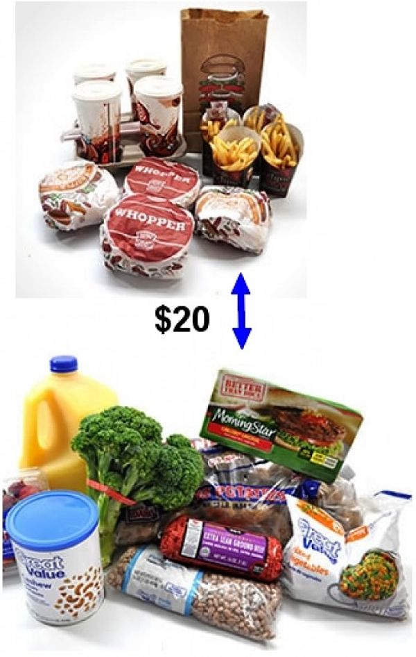 Comparison of food parcels worth $20