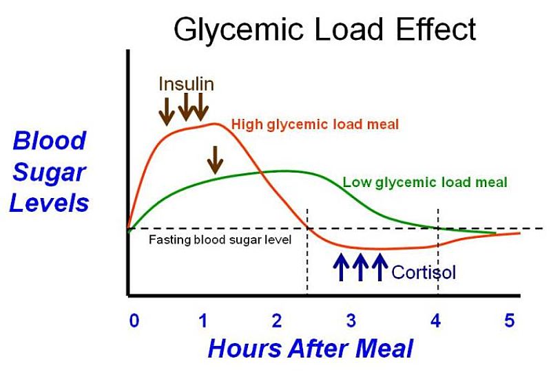 How the glycemic index of a food affects the blood sugar changes after eating