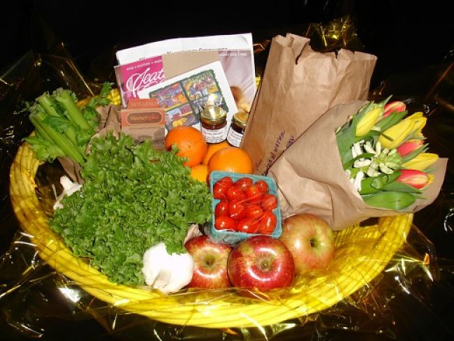 Fresh food platters and flowers are great food gifts for many occasions