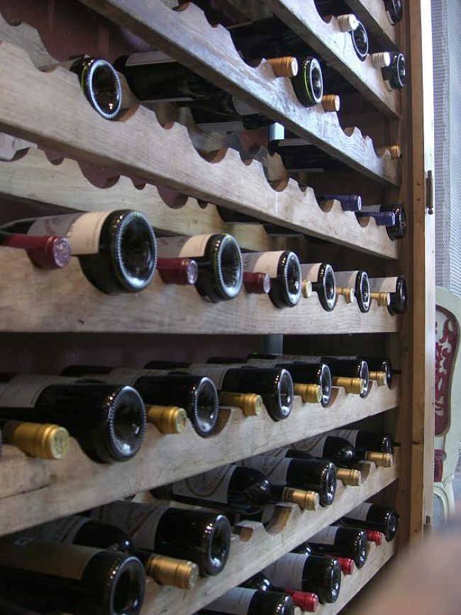 Wine in racks in a home cellar