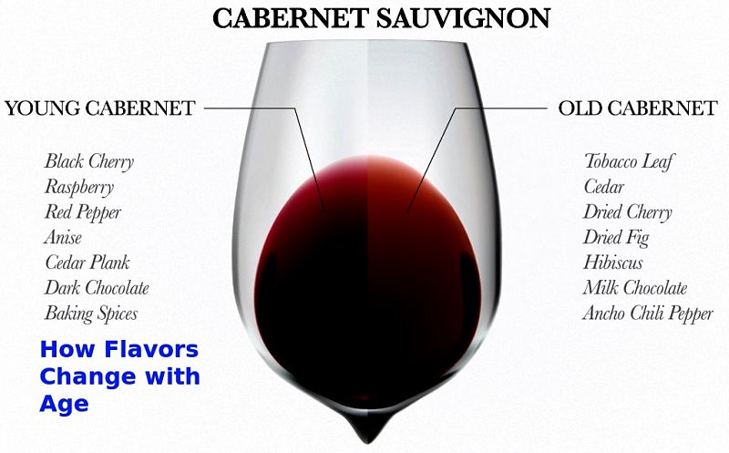 How aging changes the flavor of a red wine; It is less applicable for white wines
